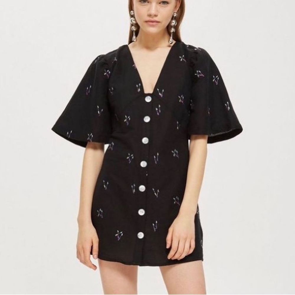 Topshop Arrow Linen Mini Dress - Size 4